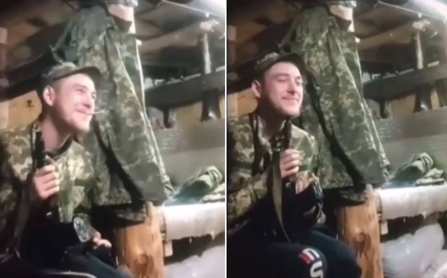 Сослуживцы сняли на видео как солдат выстрелил себе в голову