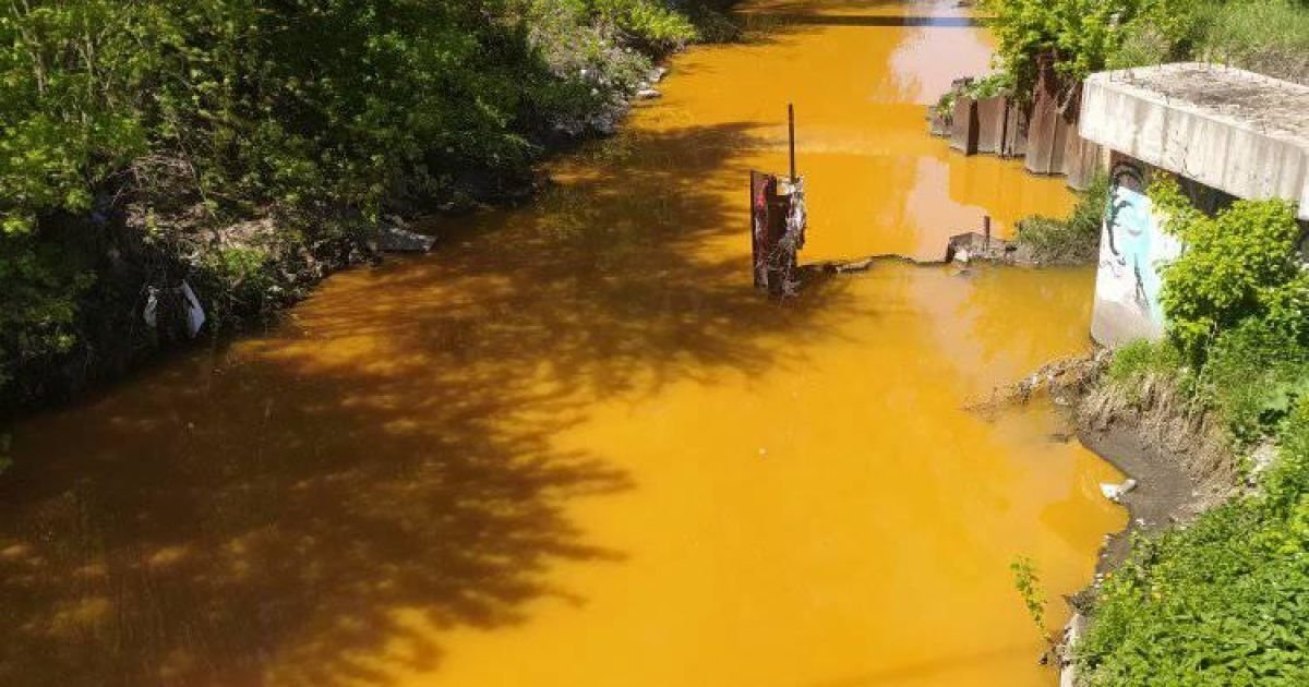 Уголок Индии в Киеве – река Лыбидь стала ядовито-желтого цвета. ФОТО