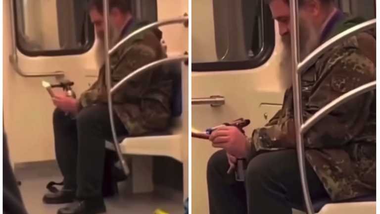 Ты не ты, когда голодный: в киевском метро мужчина жарил сосиску газовой лампой. ВИДЕО