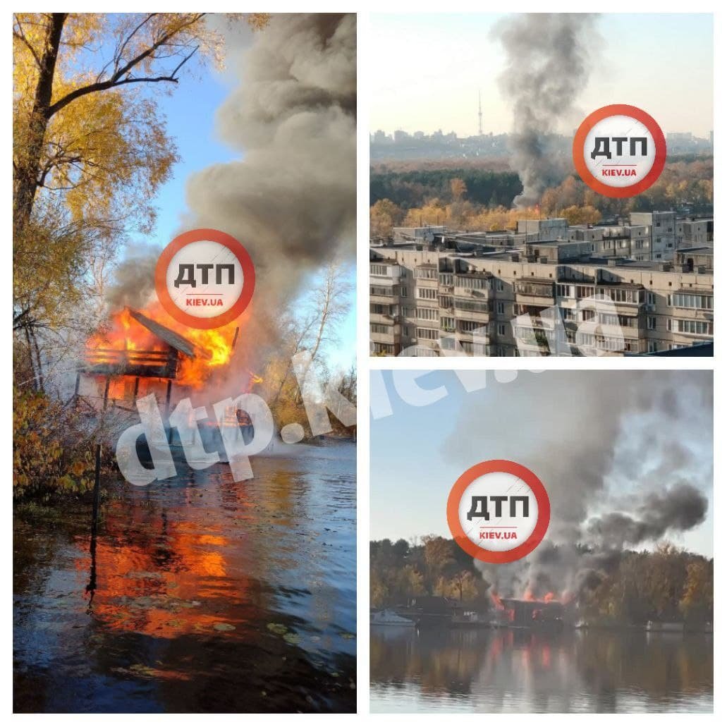 В Киеве горела плавучая баня